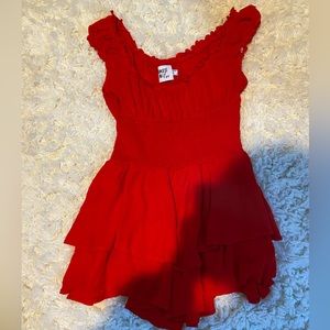 princess polly red romper. size 6